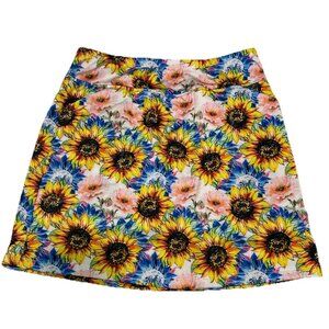B SKINZ Women's Med Golf Tennis Pickleball Pull On  Skort Stretch Sunflower